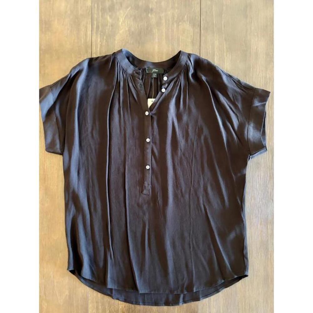 Women’s J.Crew Black Short Sleeve Blouse XXS Draped Fit